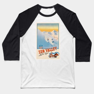 Sun Valley Idaho Vintage Ski Poster Baseball T-Shirt